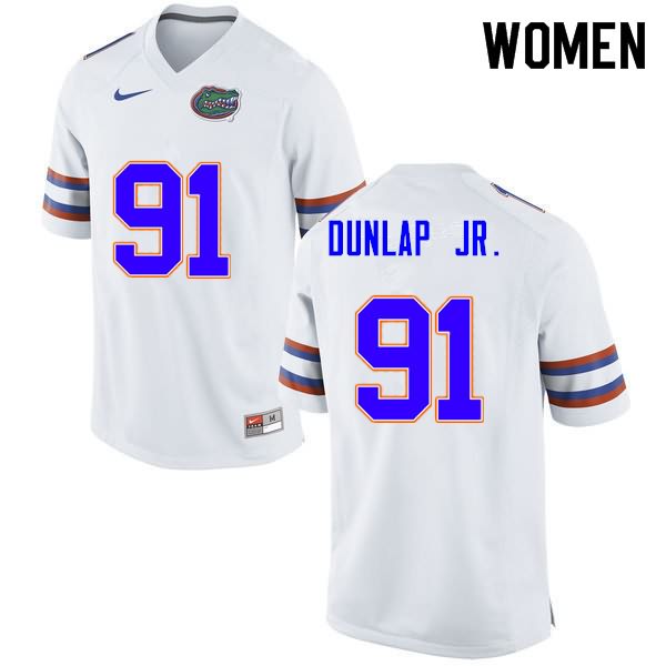 Women's NCAA Florida Gators Marlon Dunlap Jr. #91 Stitched Authentic Nike White College Football Jersey QCD3065AM